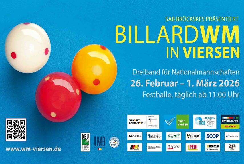 38. Dreiband-Billard-WM in der Festhalle Viersen
